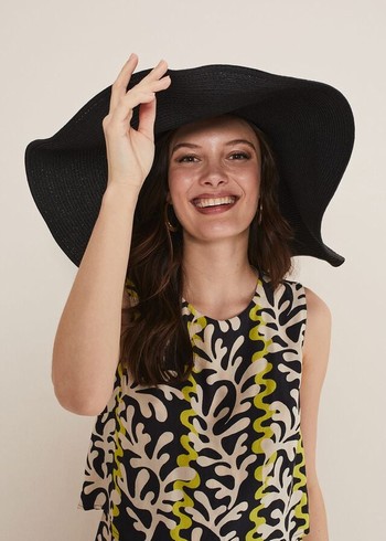 Phase Eight Oversized Straw Hats Black Australia | VL4973152